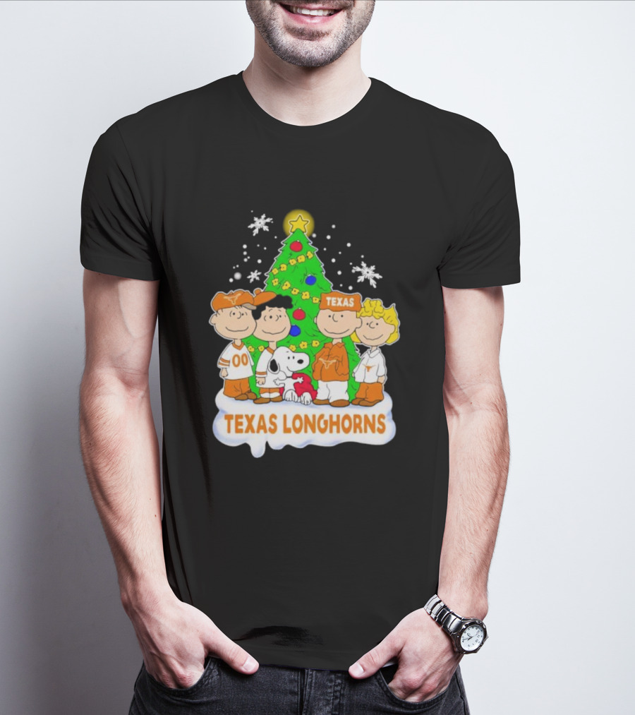 Peanuts Characters Texas Longhorns Christmas Tree T-Shirt