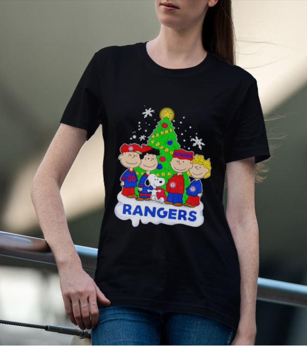 Peanuts Characters Texas Rangers Christmas Tree T-Shirt
