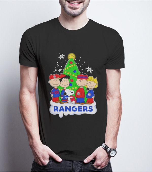 Peanuts Characters Texas Rangers Christmas Tree T-Shirt
