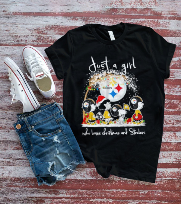 Just A Girl Who Loves Christmas And Steelers Peanuts Characters T-Shirt