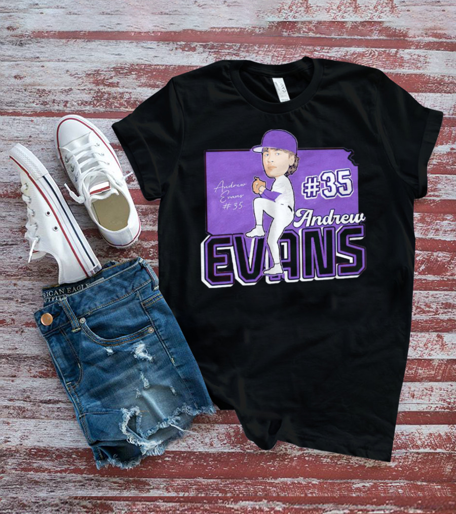 Andrew Evans #35 Kansas State Baseball Signature T-Shirt