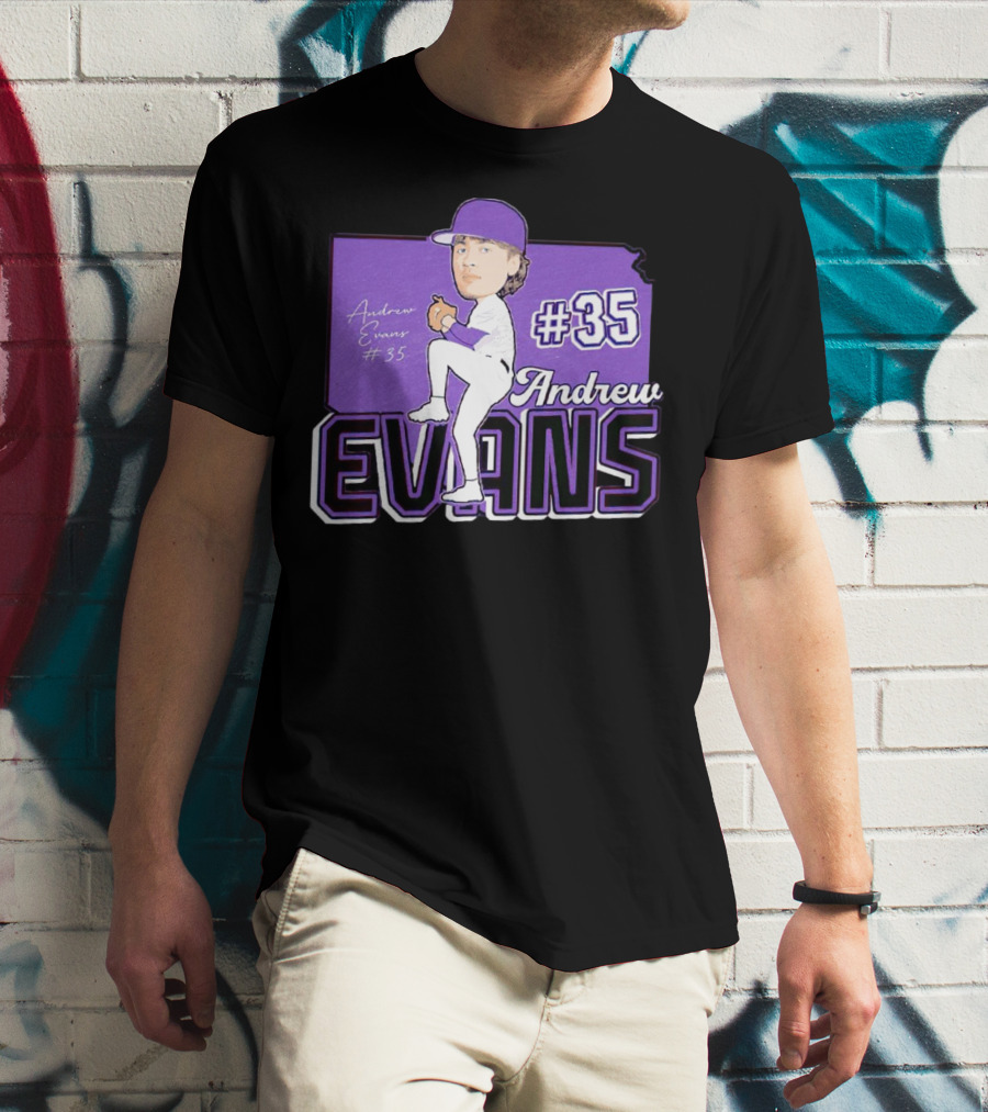 Andrew Evans #35 Kansas State Baseball Signature T-Shirt