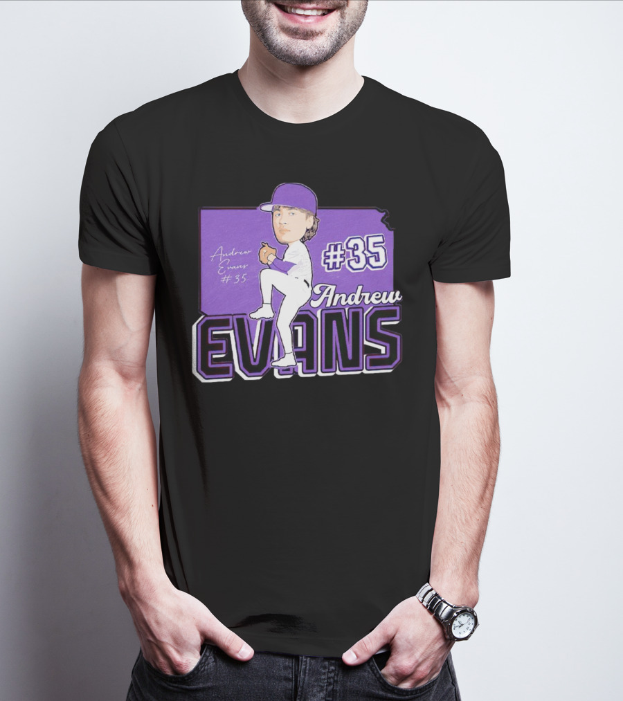 Andrew Evans #35 Kansas State Baseball Signature T-Shirt