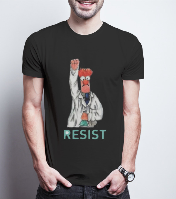 Beaker Fist Raised Resist Muppet Lab Coat Protest T-Shirt