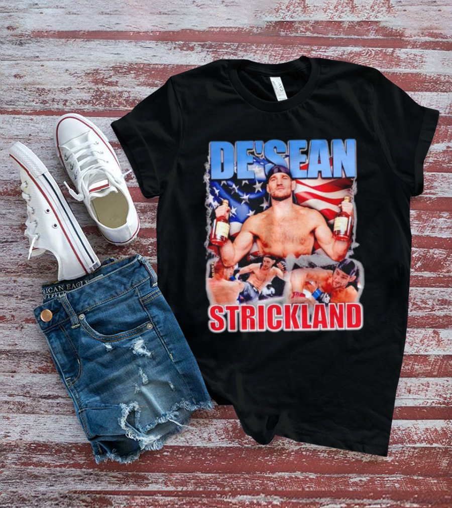DE’SEAN STRICKLAND American Flag Boxing T-Shirt