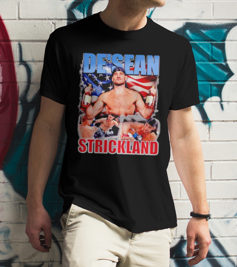 DE’SEAN STRICKLAND American Flag Boxing T-Shirt
