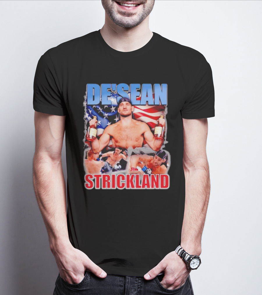 DE’SEAN STRICKLAND American Flag Boxing T-Shirt