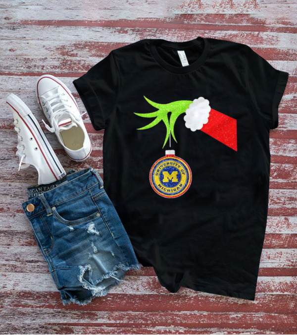 University Of Michigan Christmas Grinch Hand T-Shirt