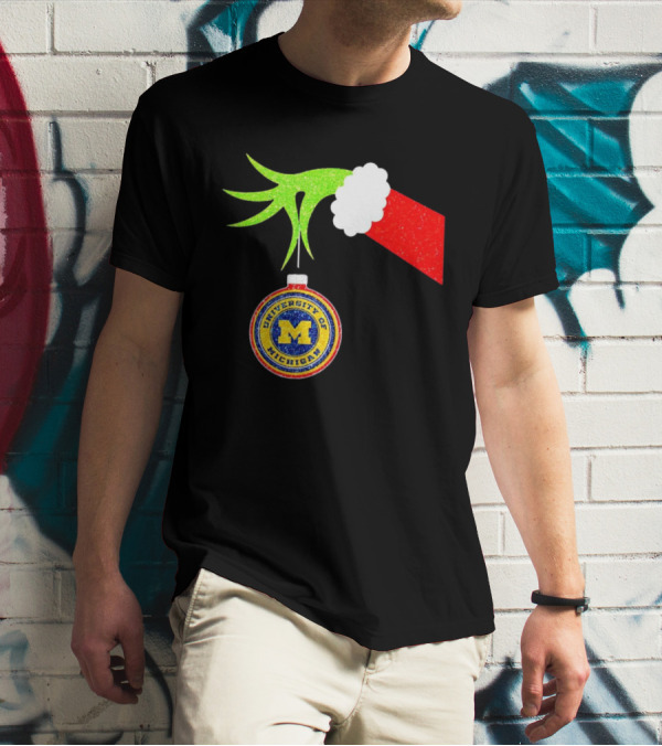 University Of Michigan Christmas Grinch Hand T-Shirt