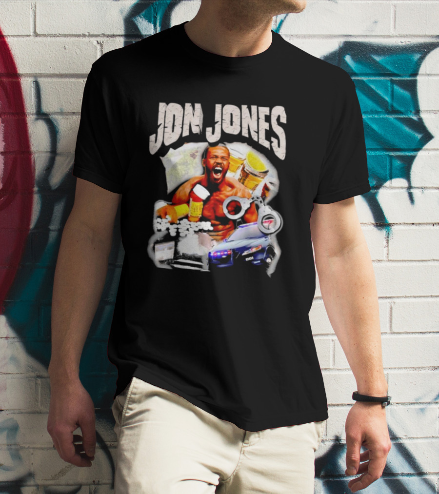 Jon Jones Vintage Police Car Handcuffs Pills Bottles T-Shirt