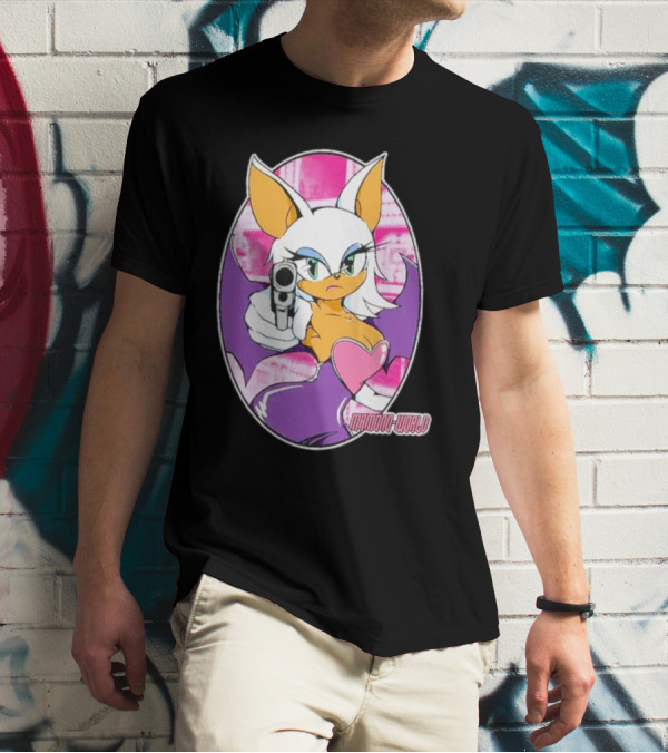 Mamono World Character With Gun And Heart T-Shirt