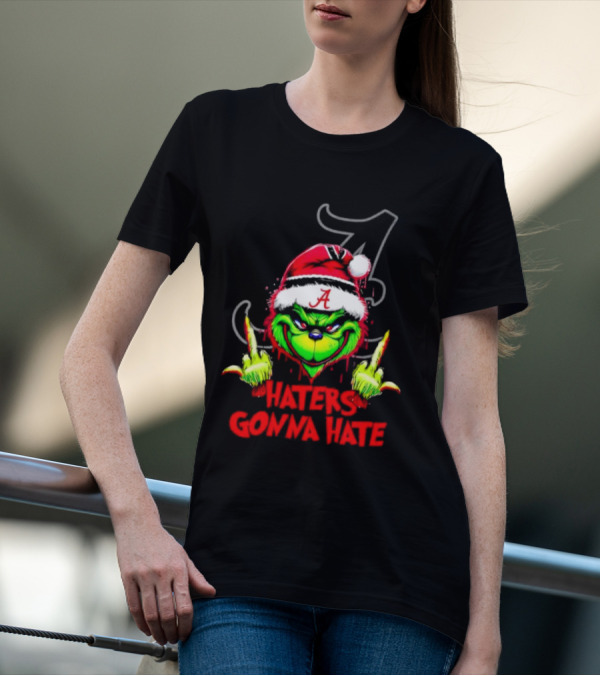 Alabama Crimson Tide Grinch Haters Gonna Hate Middle Finger T-Shirt