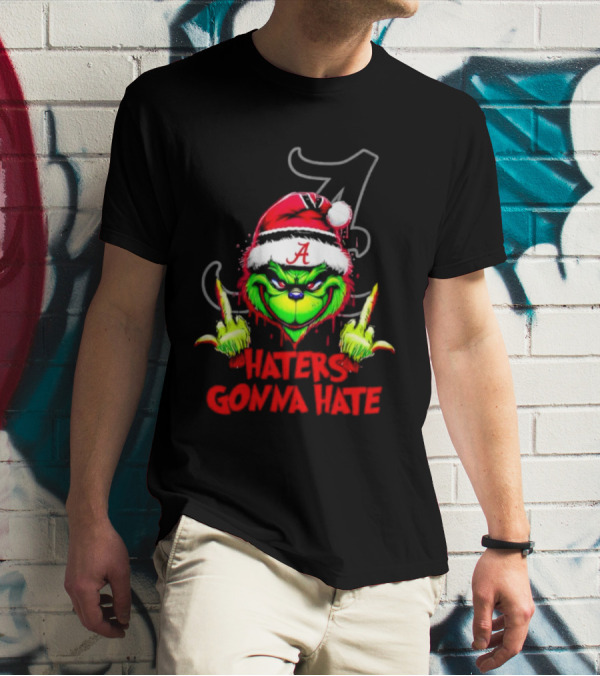 Alabama Crimson Tide Grinch Haters Gonna Hate Middle Finger T-Shirt