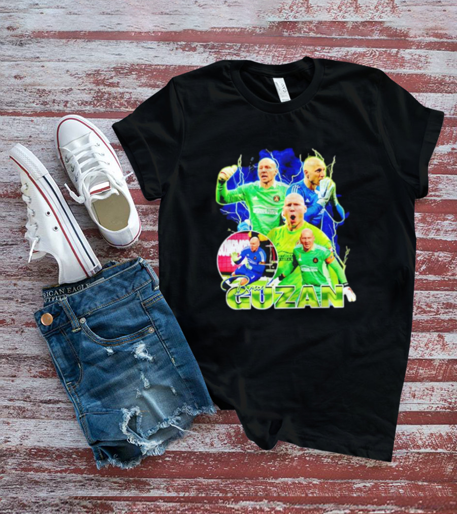 Brad Guzan Atlanta United Green And Blue Lightning Soccer Montage T-Shirt