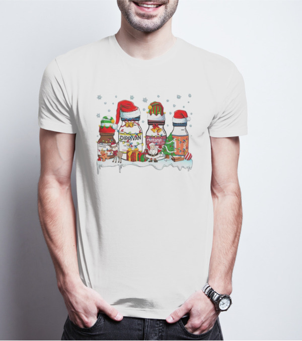 Santa Diprivan Fentanyl Christmas Bottles T-Shirt