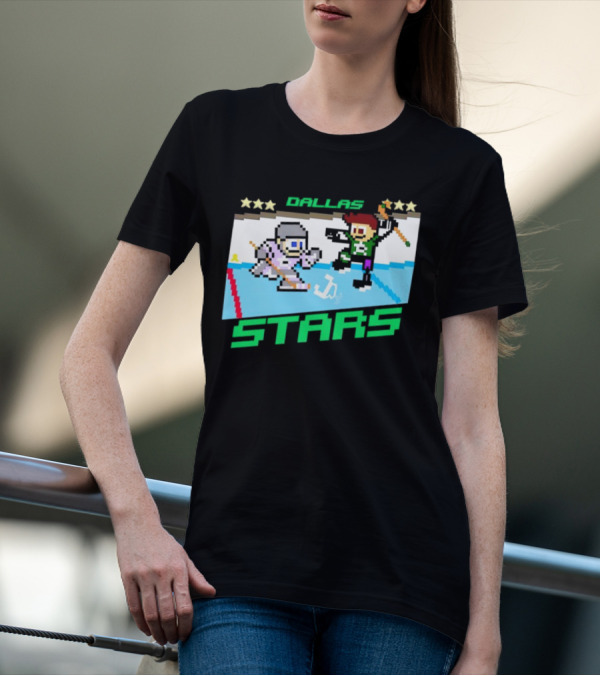 Dallas Stars Hockey Fights Cancer Pixel Art Jayden T-Shirt