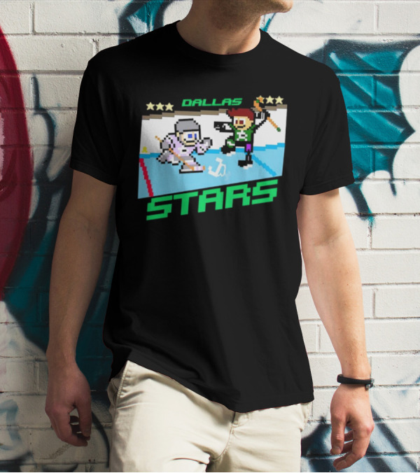 Dallas Stars Hockey Fights Cancer Pixel Art Jayden T-Shirt