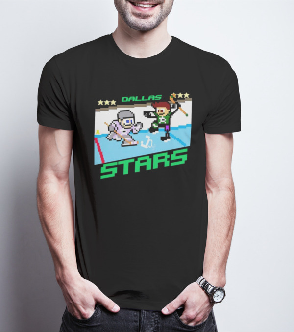 Dallas Stars Hockey Fights Cancer Pixel Art Jayden T-Shirt