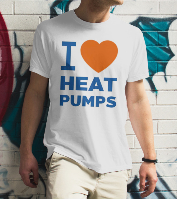 I Heart Heat Pumps Bold Blue Orange T-Shirt