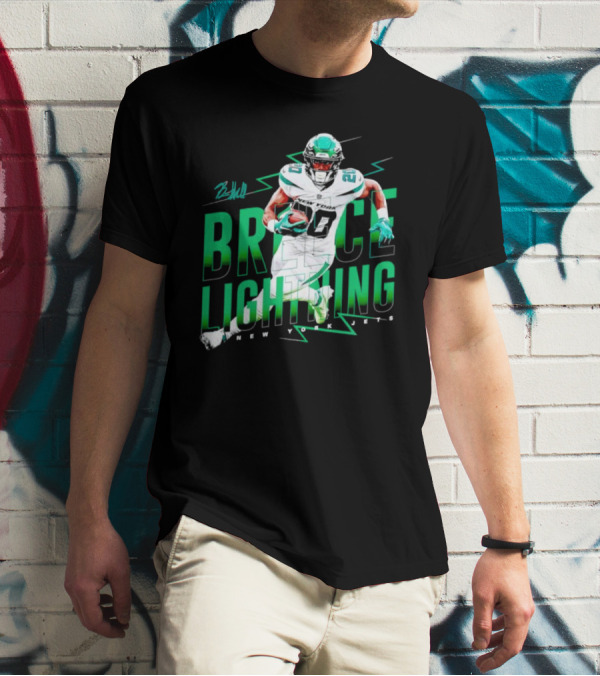 Breece Lightning New York Jets Signature Football T-Shirt