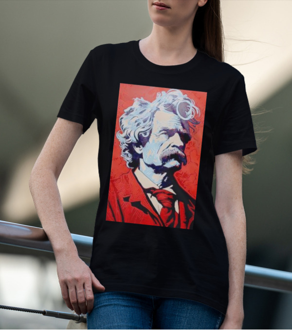 Mark Twain Red And Blue Portrait T-Shirt