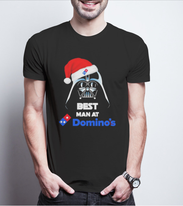 Darth Vader Santa Hat With Best Man At Domino's Christmas T-Shirt