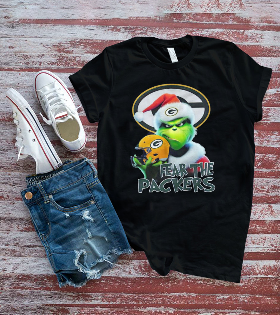 Grinch Fear The Green Bay Packers Christmas G Helmet T-Shirt