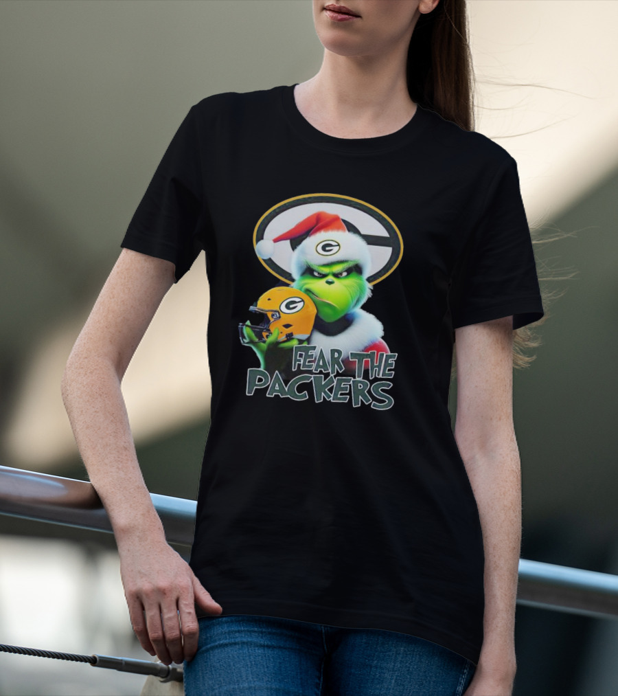Grinch Fear The Green Bay Packers Christmas G Helmet T-Shirt