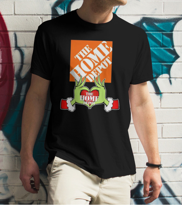 The Home Depot Christmas Grinch Green Hands Heart T-Shirt