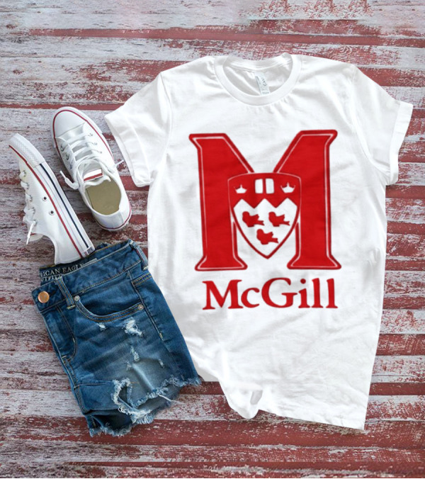 McGill University Large Red M And Shield Emblem T-Shirt