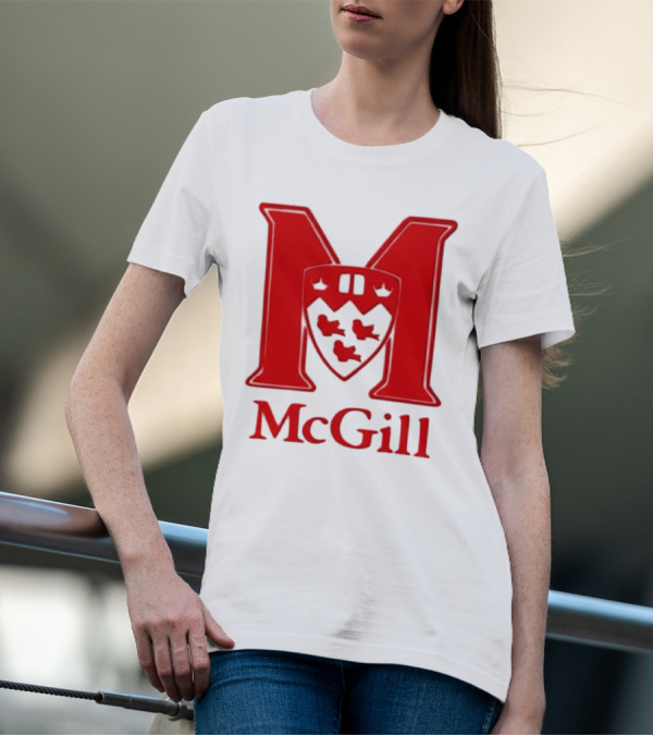 McGill University Large Red M And Shield Emblem T-Shirt