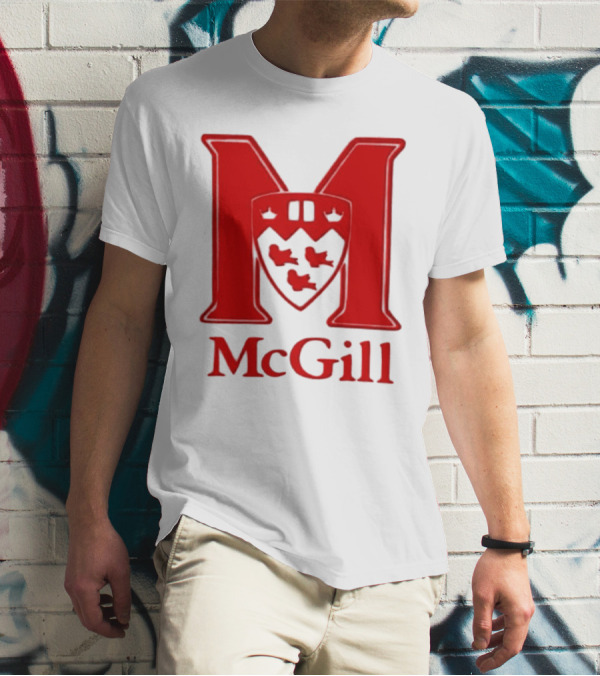 McGill University Large Red M And Shield Emblem T-Shirt