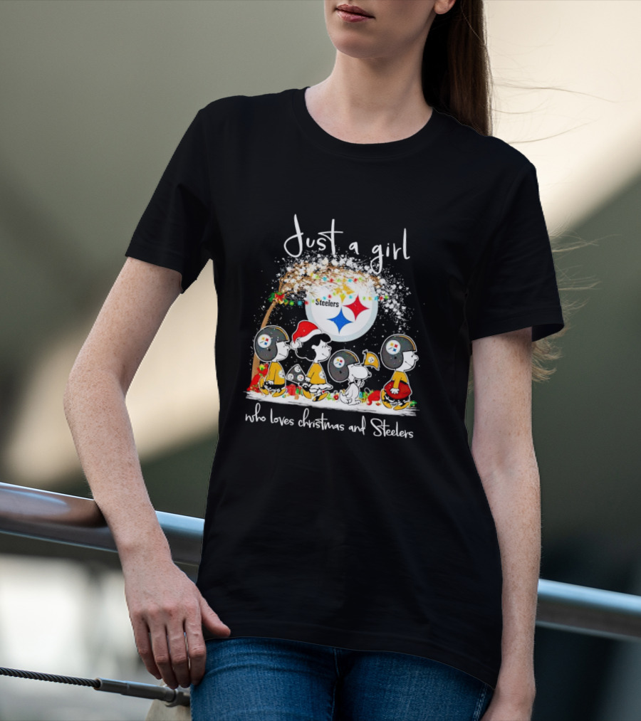 Peanuts Characters Just A Girl Who Loves Christmas And Steelers T-Shirt