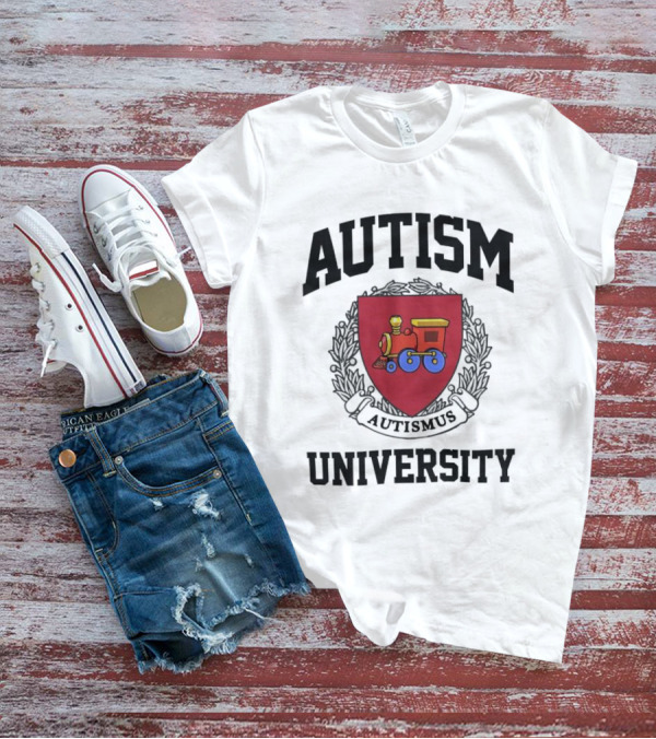 Autism University Autismus Red Shield Train Emblem T-Shirt