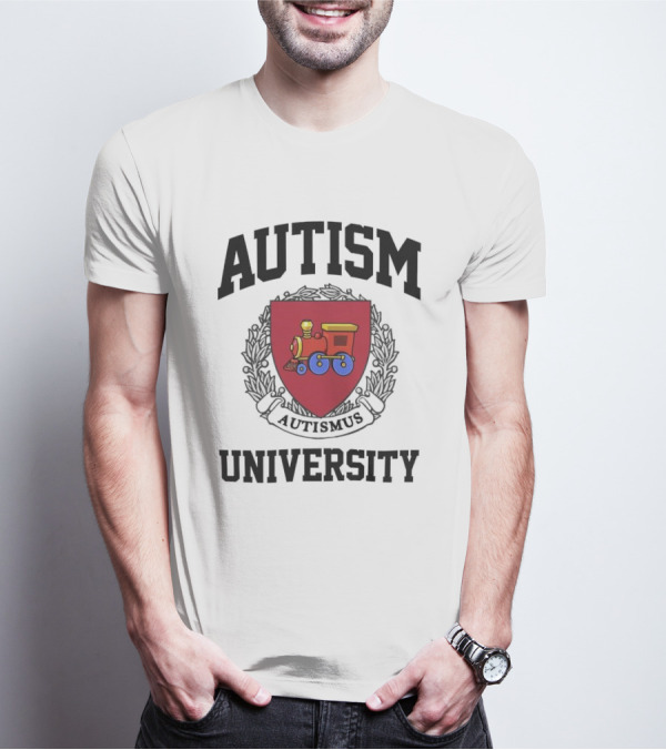 Autism University Autismus Red Shield Train Emblem T-Shirt