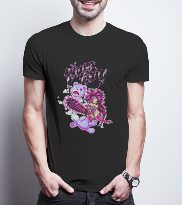 Bitter Betty Chainsaw Pink Chainsaw Fierce Style Teddy Bear T-Shirt