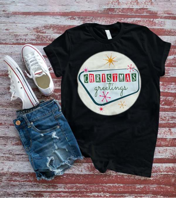 Christmas Greetings Vintage Retro Holiday 星 Starburst T-Shirt