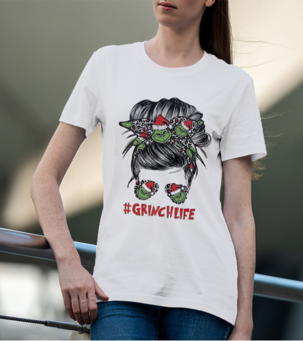 GrinchLife Christmas Girl Grinch Bow And Sunglasses T-Shirt