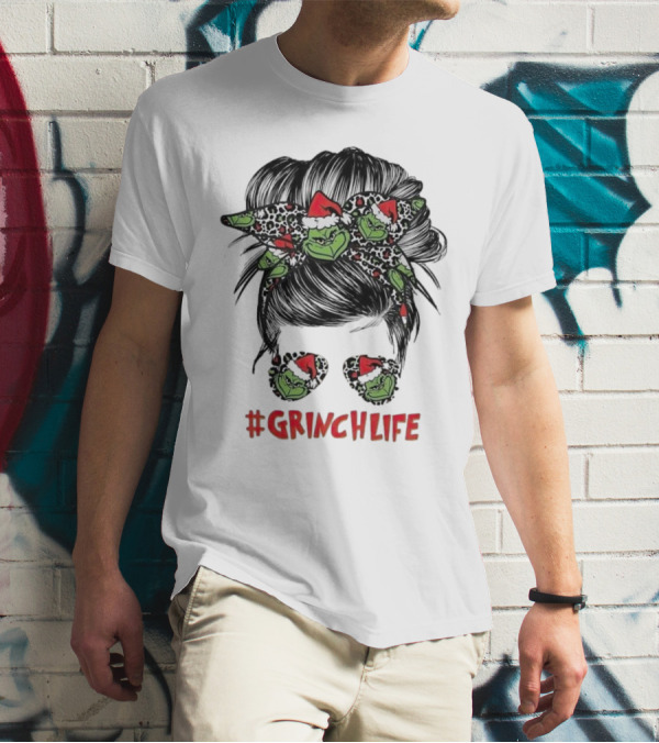 GrinchLife Christmas Girl Grinch Bow And Sunglasses T-Shirt