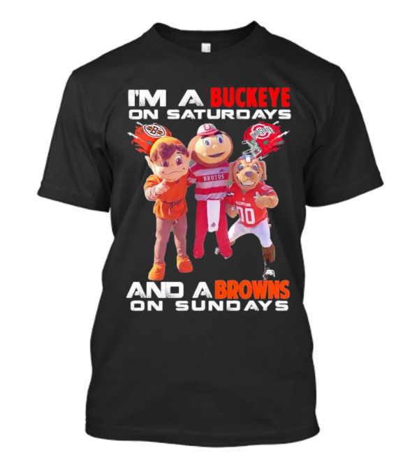 Brutus Buckeye And Cleveland Browns Mascots Football T-Shirt