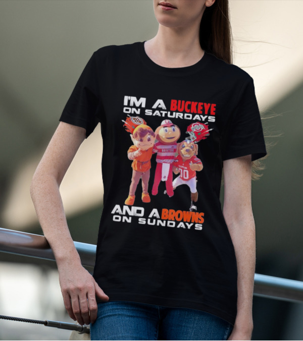 Brutus Buckeye And Cleveland Browns Mascots Football T-Shirt