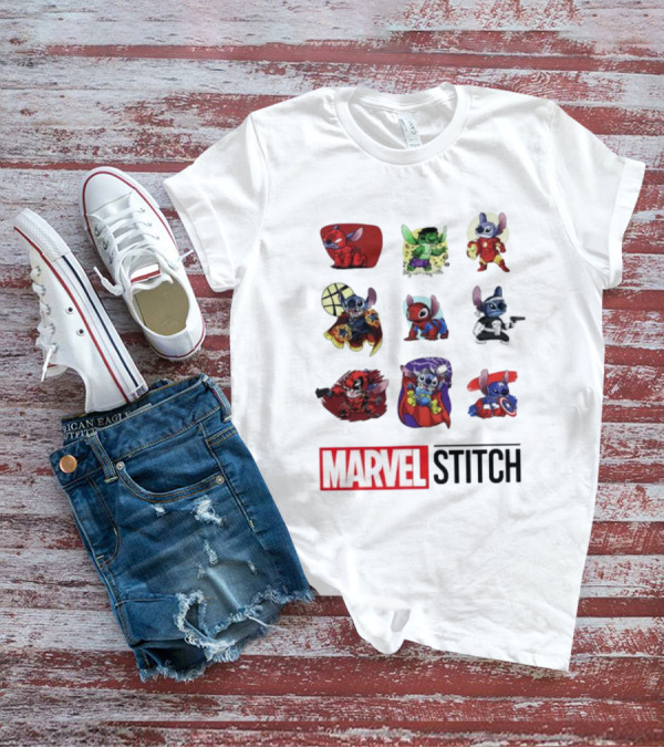 Marvel Stitch Super Hero Characters Collaboration Collection T-Shirt