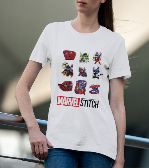 Marvel Stitch Super Hero Characters Collaboration Collection T-Shirt