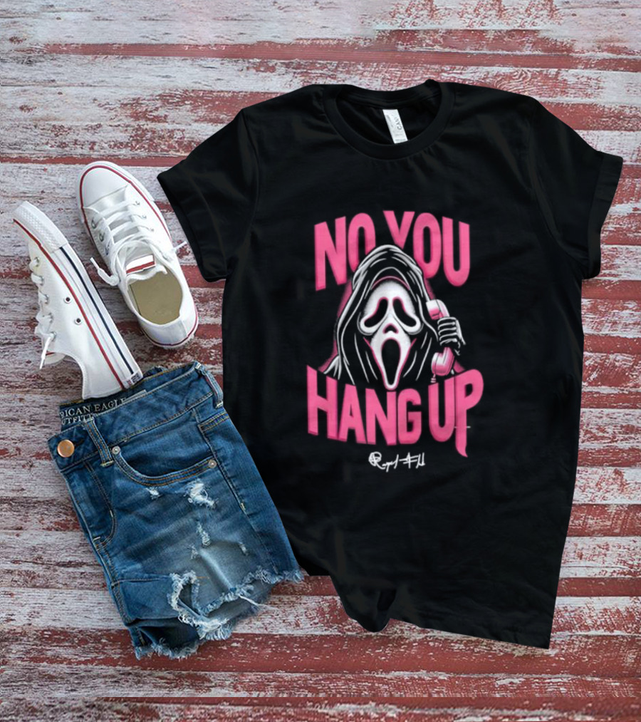 No You Hang Up Scream Mask Pink Phone T-Shirt
