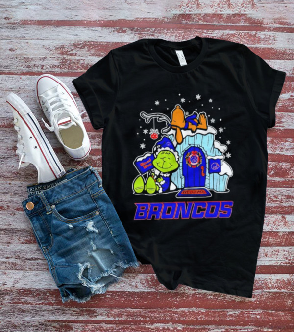 Peanuts Boise State Broncos Grinch Celebrate Merry Xmas T-Shirt