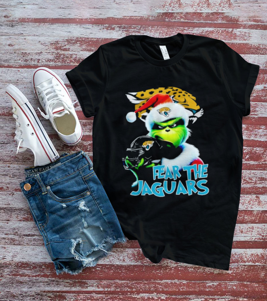 Santa Grinch Fear The Jaguars Jacksonville Jaguars NFL T-Shirt