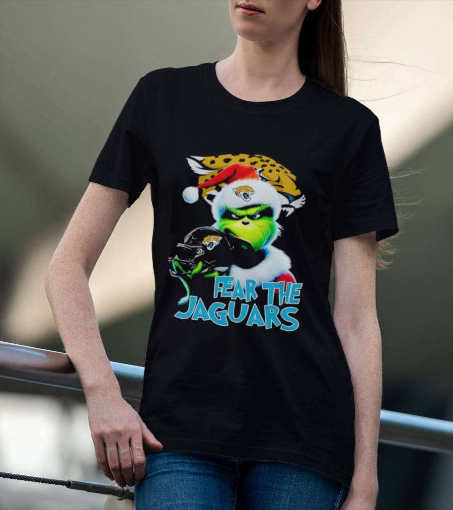 Santa Grinch Fear The Jaguars Jacksonville Jaguars NFL T-Shirt