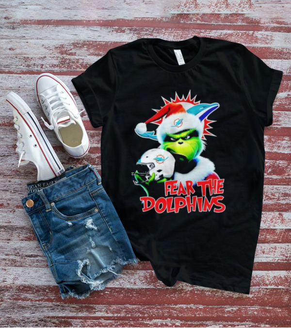 Fear The Dolphins Grinch Santa Miami NFL T-Shirt