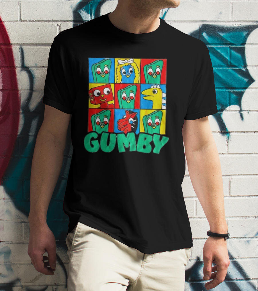 Gumby And Friends Colorful Cartoon Character Grid T-Shirt
