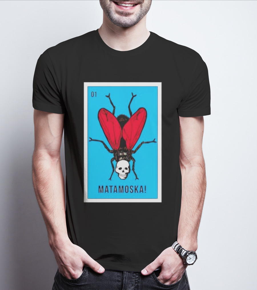 La Moska Loteria Matamoska 01 Fly Skull Blue Red Wings T-Shirt
